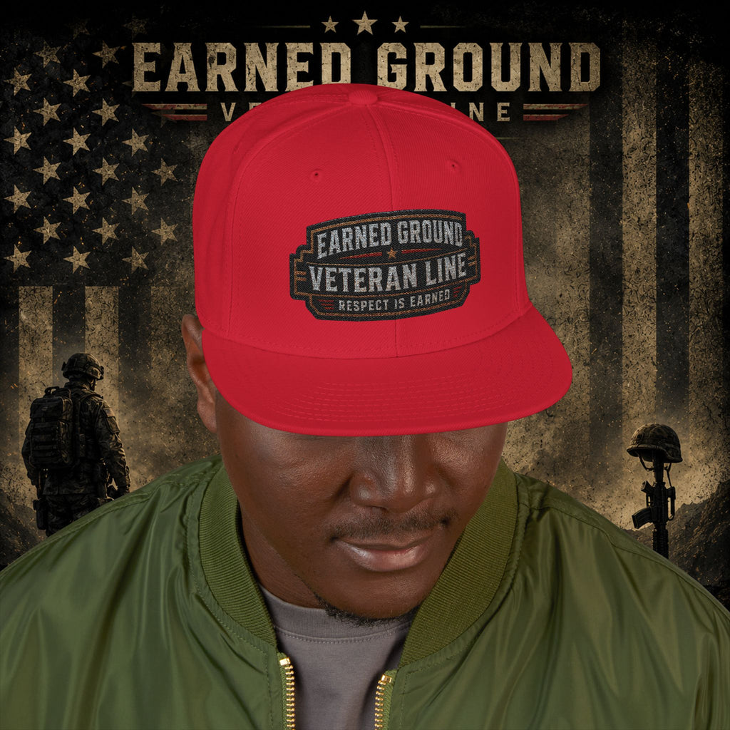Earned Ground Veteran Line  Embroidered Snapback Hat