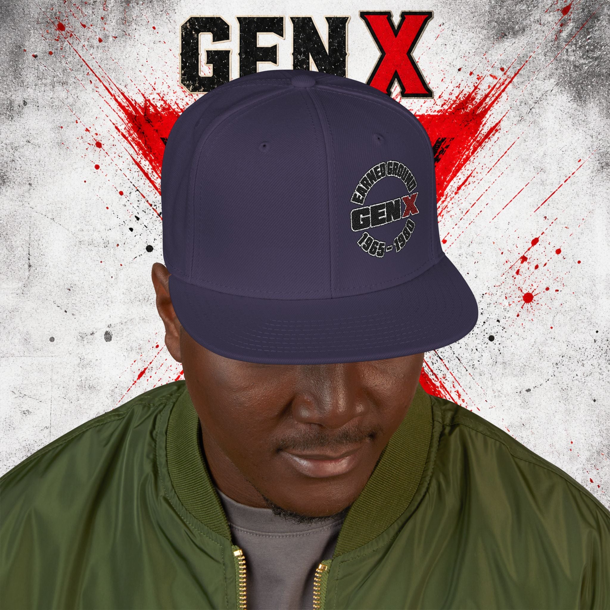 Gen X Embroidered Flat Bill Ball Cap — Gen X Proud 1965–1980