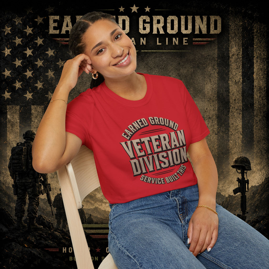 Earned Ground Veteran Division 'Service Built This'— Military Tribute Tee