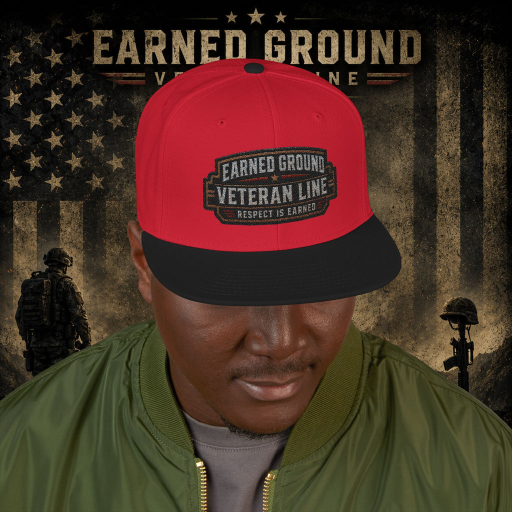Earned Ground Veteran Line  Embroidered Snapback Hat