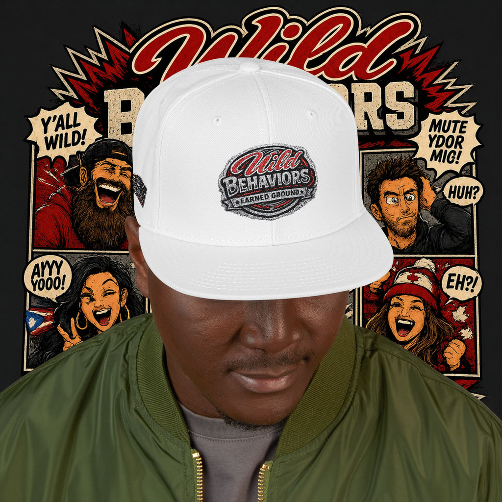 Earned Ground Cap Snapback Hat — 'Wild Behaviors' Embroidered Earned Ground Cap