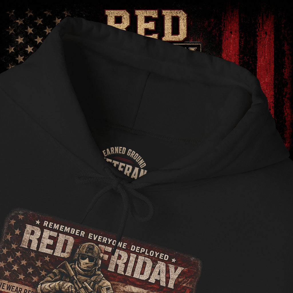 Red Friday Hoodie — " WE WEAR READ UNITL THE ALL COME HOME" Veterans American Flag Pullover