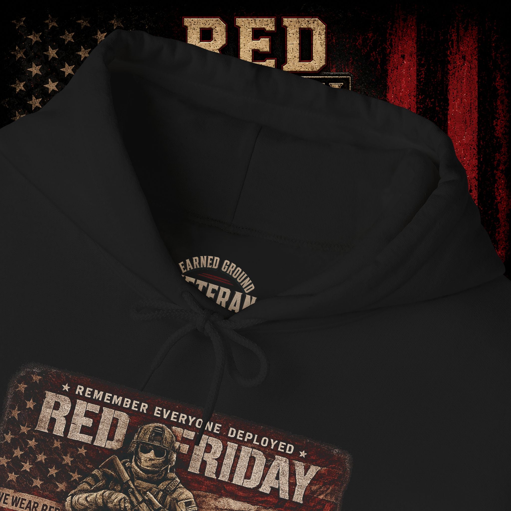 Red Friday Hoodie — " WE WEAR READ UNITL THE ALL COME HOME" Veterans American Flag Pullover