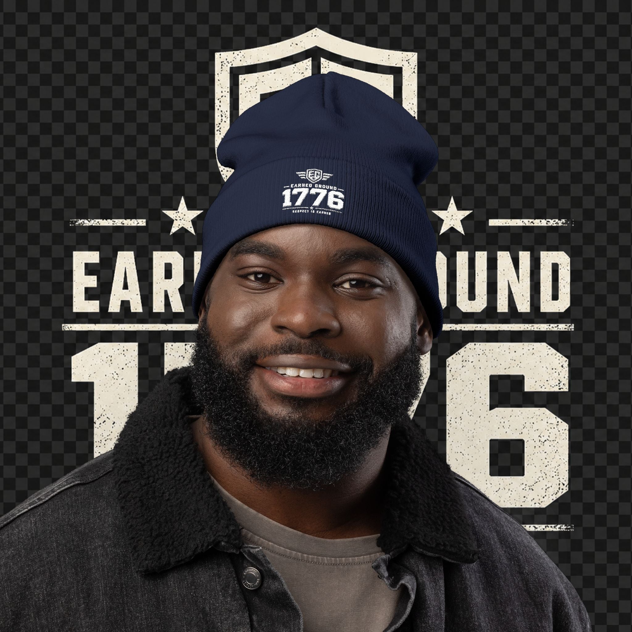 EARNED GROUND 1776 "Respect Is Earned" Embroidered Knit Beanie