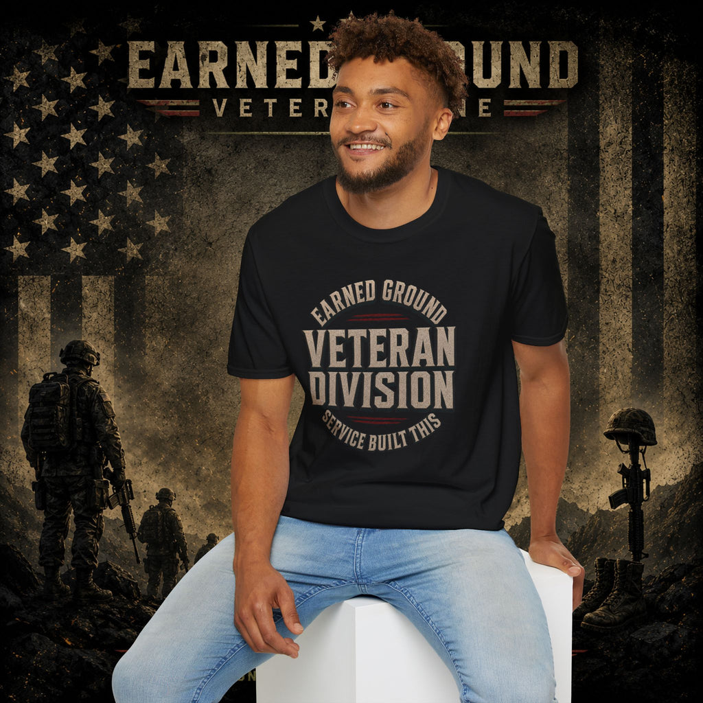 Earned Ground Veteran Division 'Service Built This'— Military Tribute Tee