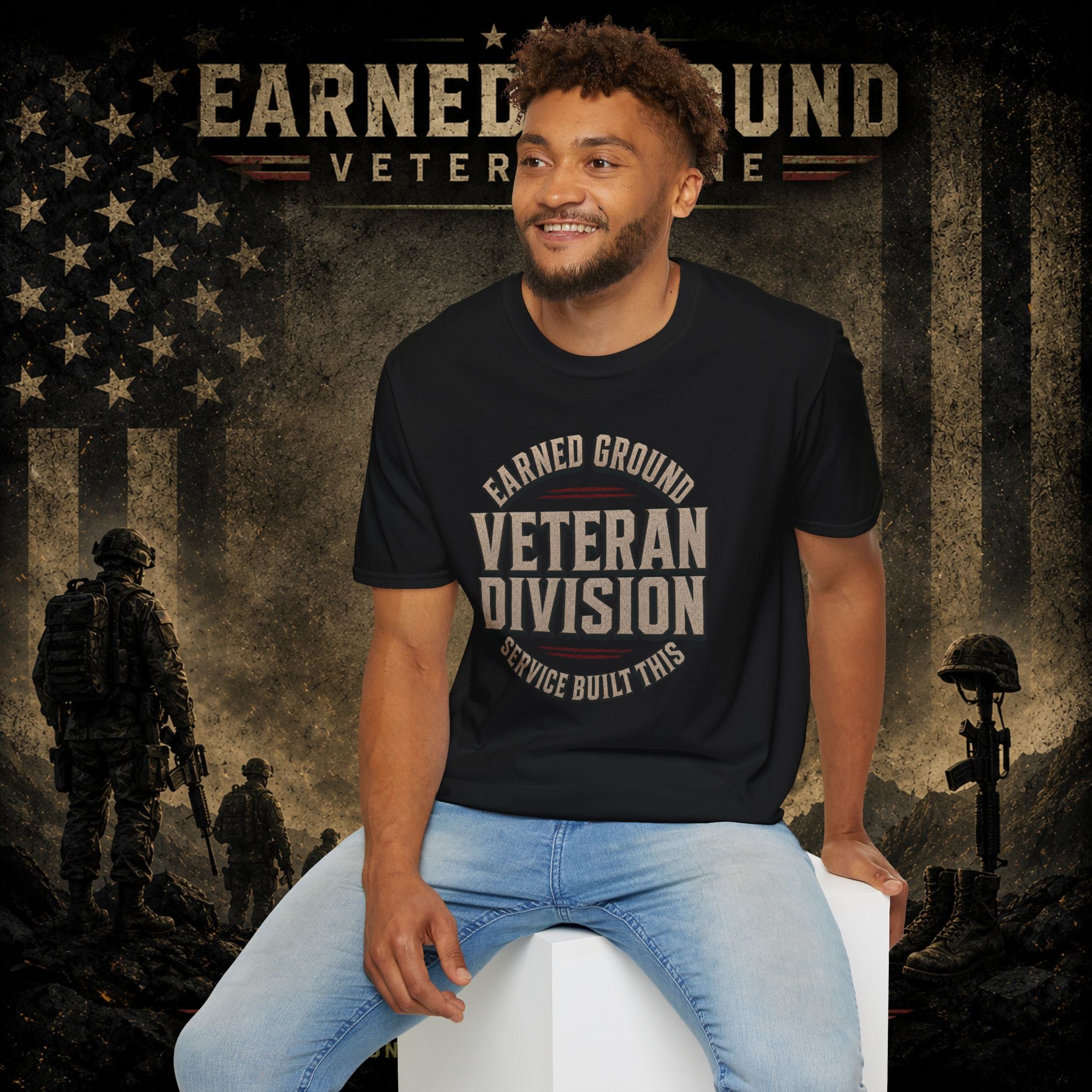 Earned Ground Veteran Division 'Service Built This'— Military Tribute Tee
