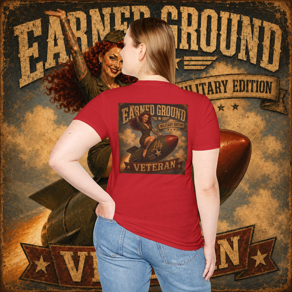 Earned Ground Veteran Division T‑Shirt —"LILY PINUP" VINTAGE SERVICE DIVISON