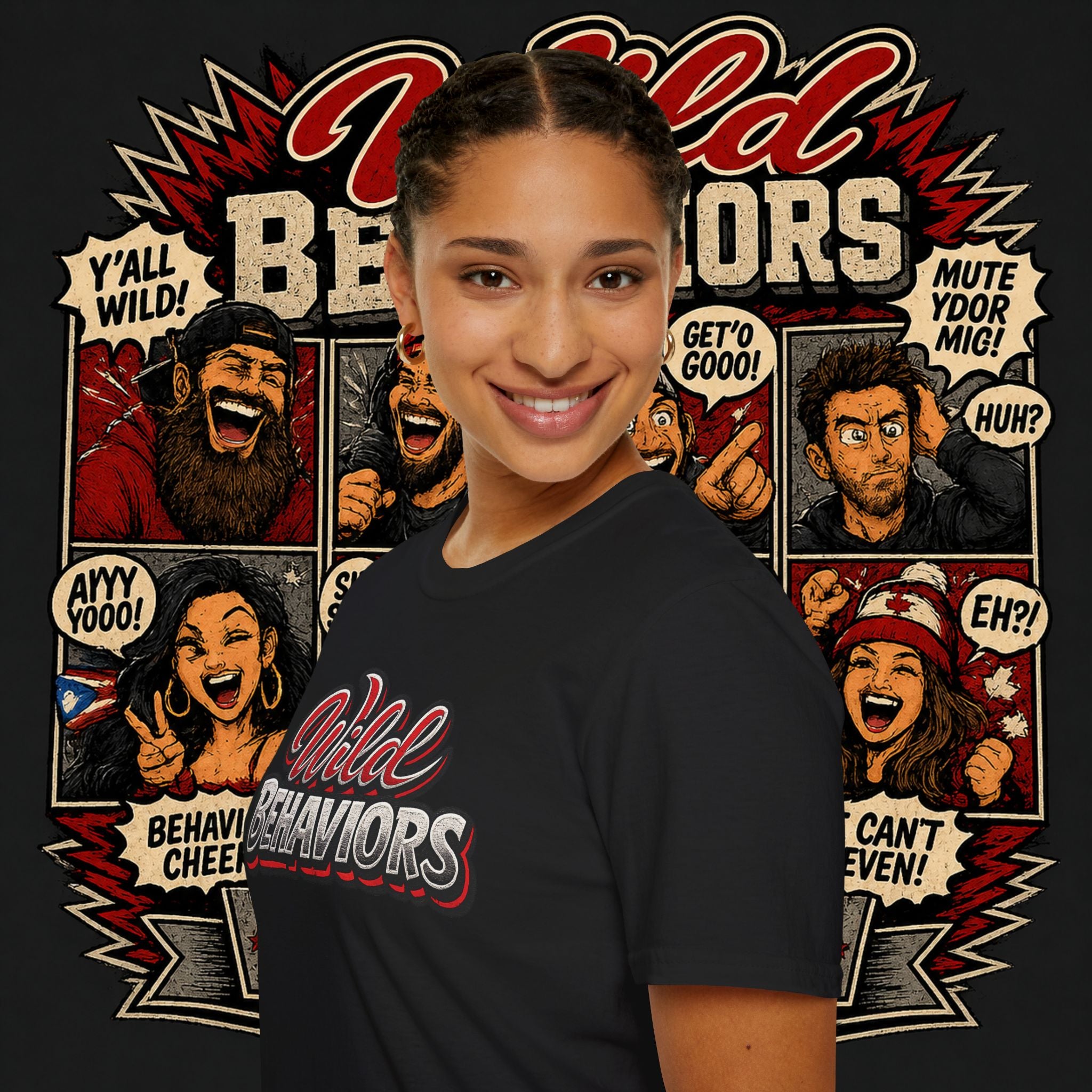 Earned Ground "Wild Behaviors" T-Shirt — Retro Red & White Graphic Tee