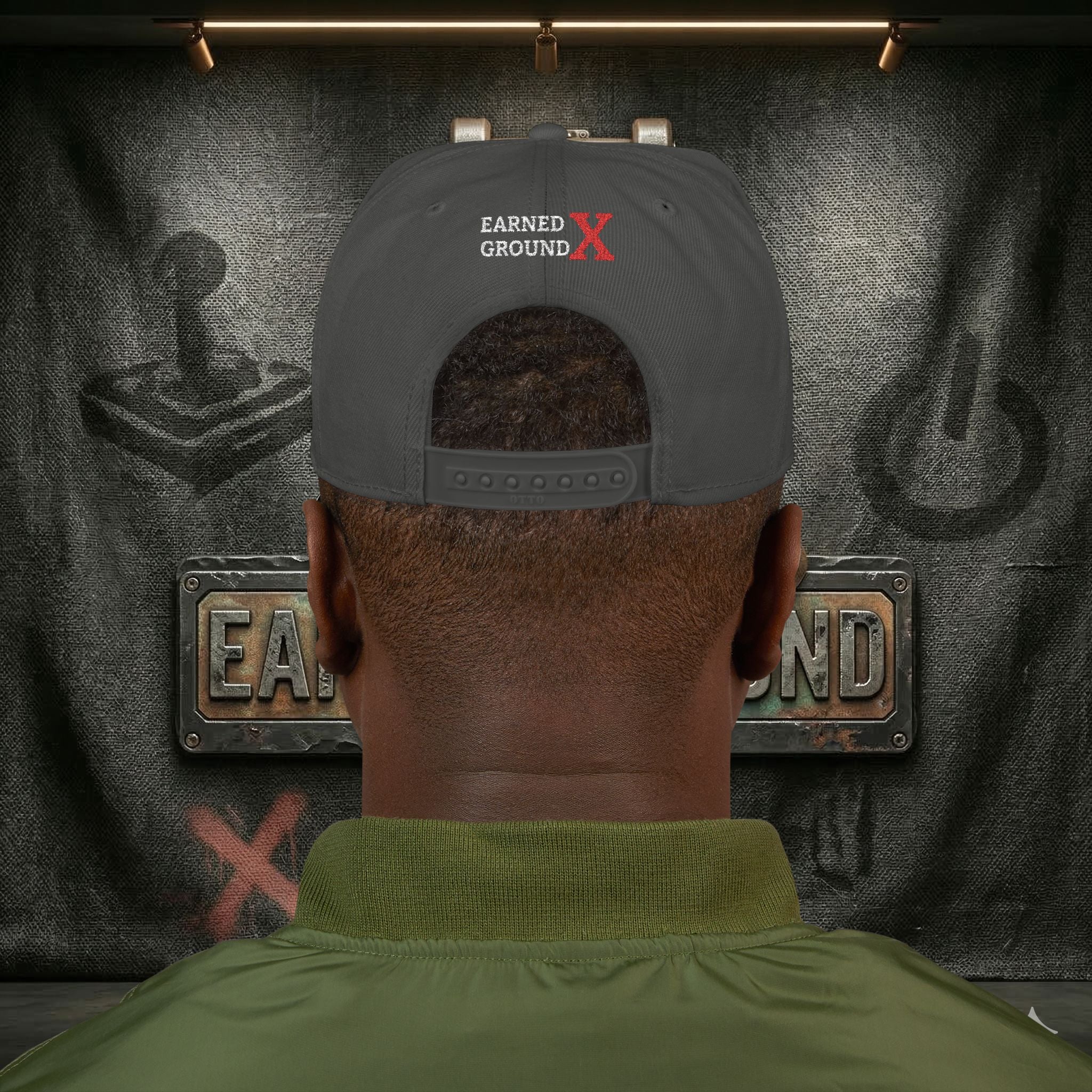 EARNED GROUND GEN 'X' EMBROIDED Snapback Hat — Vintage Red  GEN X Patch Logo Cap