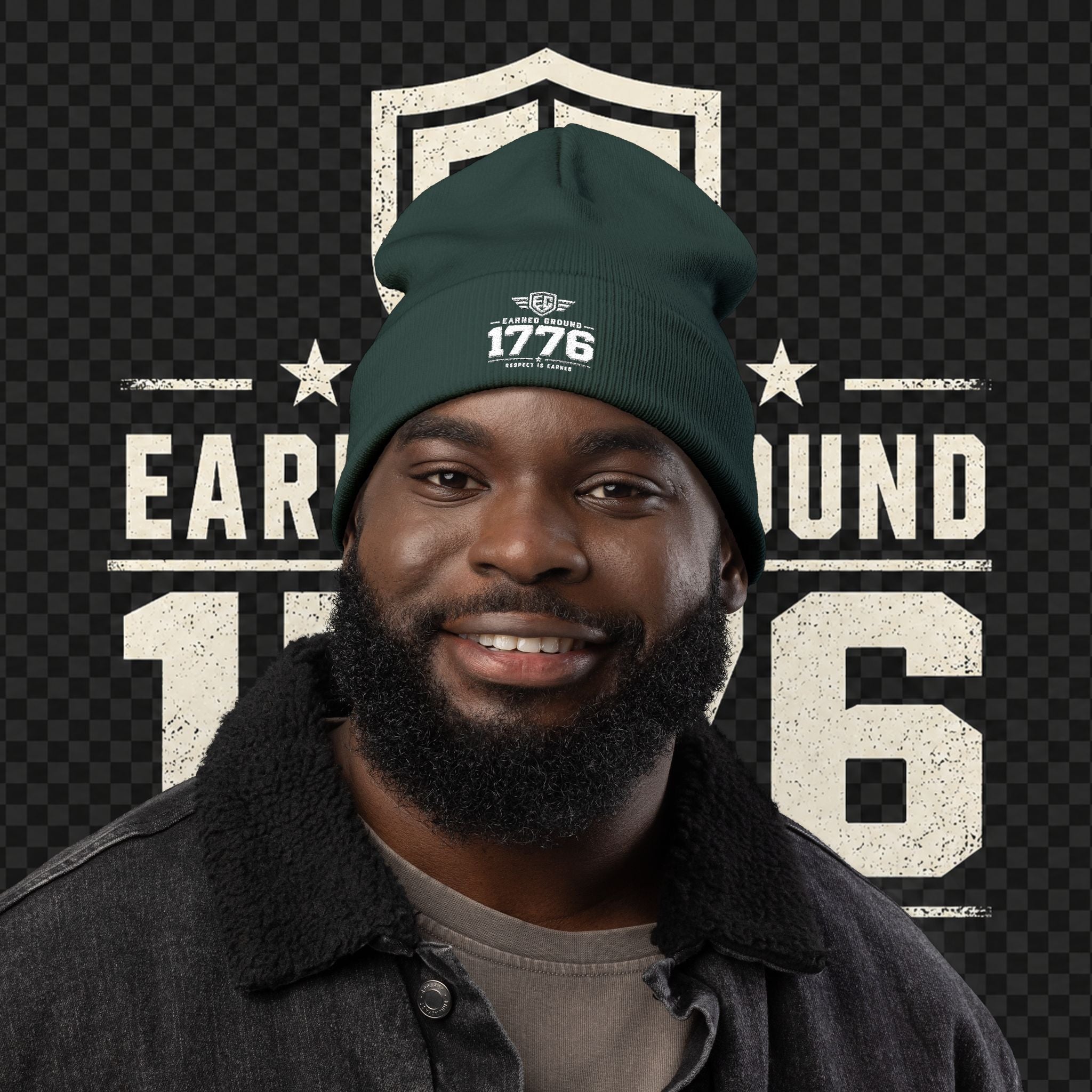 EARNED GROUND 1776 "Respect Is Earned" Embroidered Knit Beanie