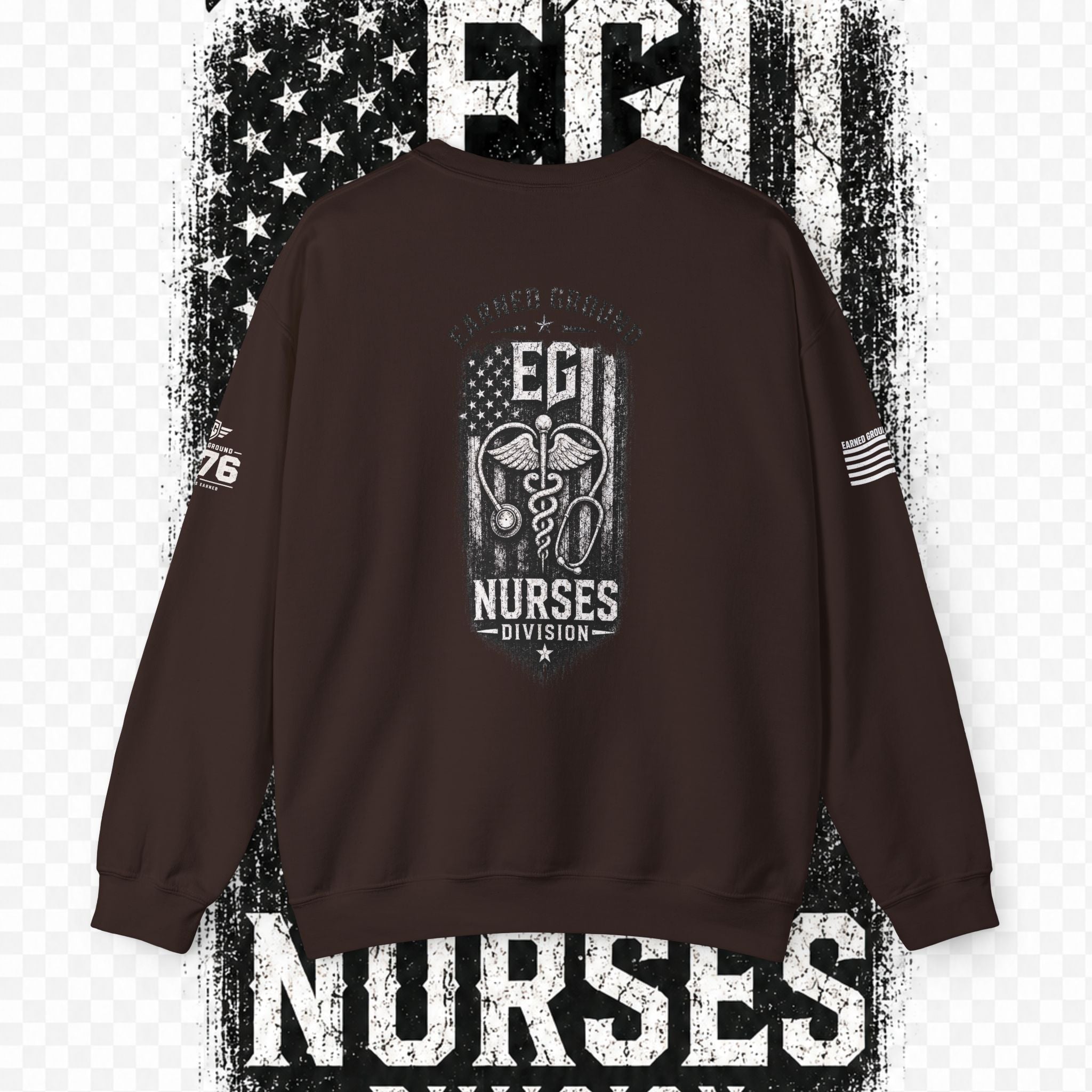 EARNED GROUND Nurses Division Crewneck Sweatshirt – Nurses Caduceus Badge Design