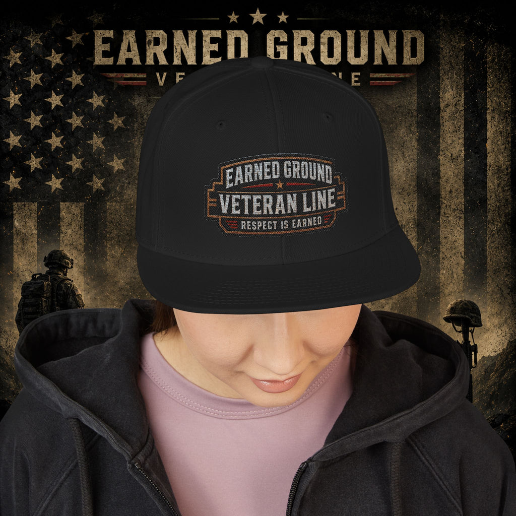 Earned Ground Veteran Line  Embroidered Snapback Hat
