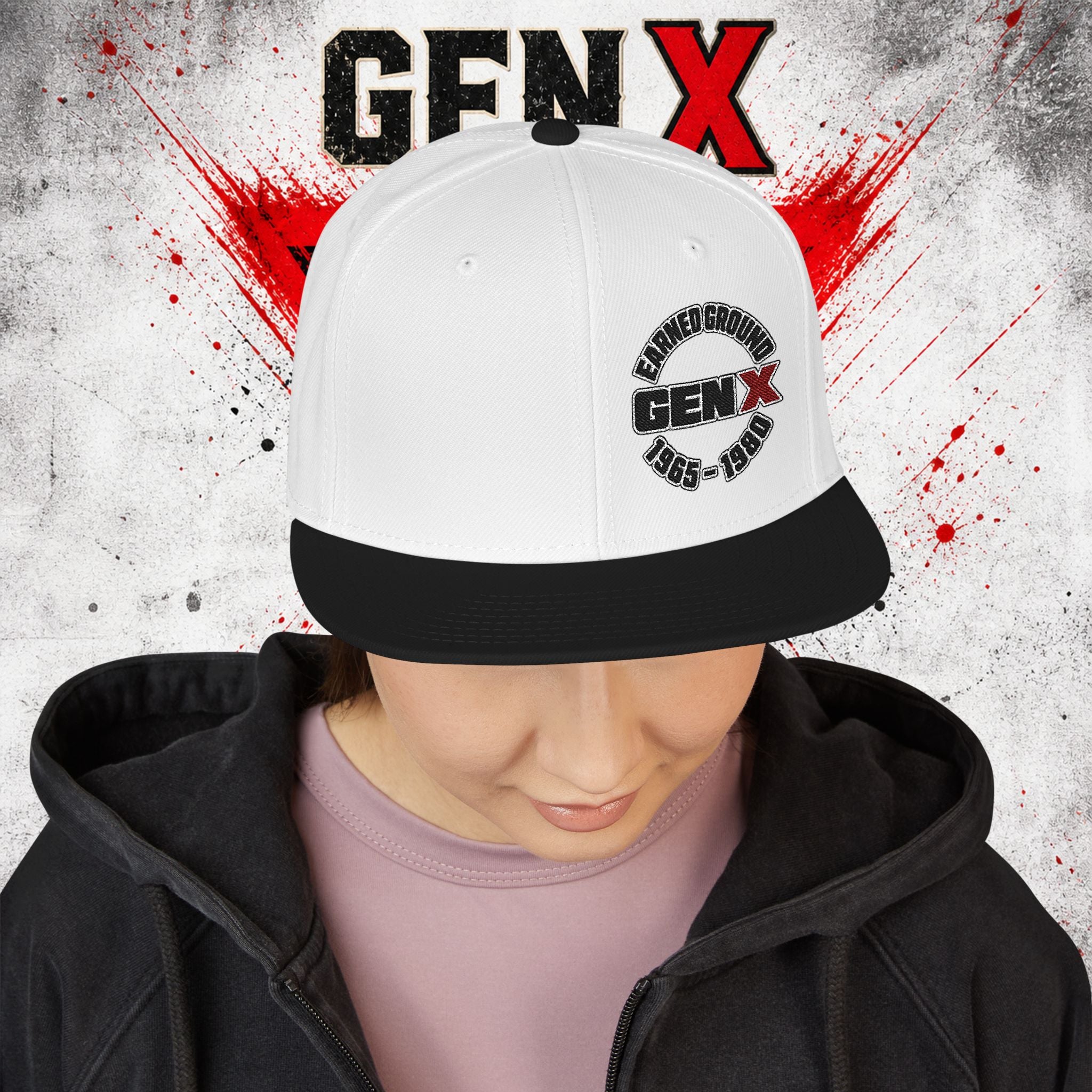 Gen X Embroidered Flat Bill Ball Cap — Gen X Proud 1965–1980