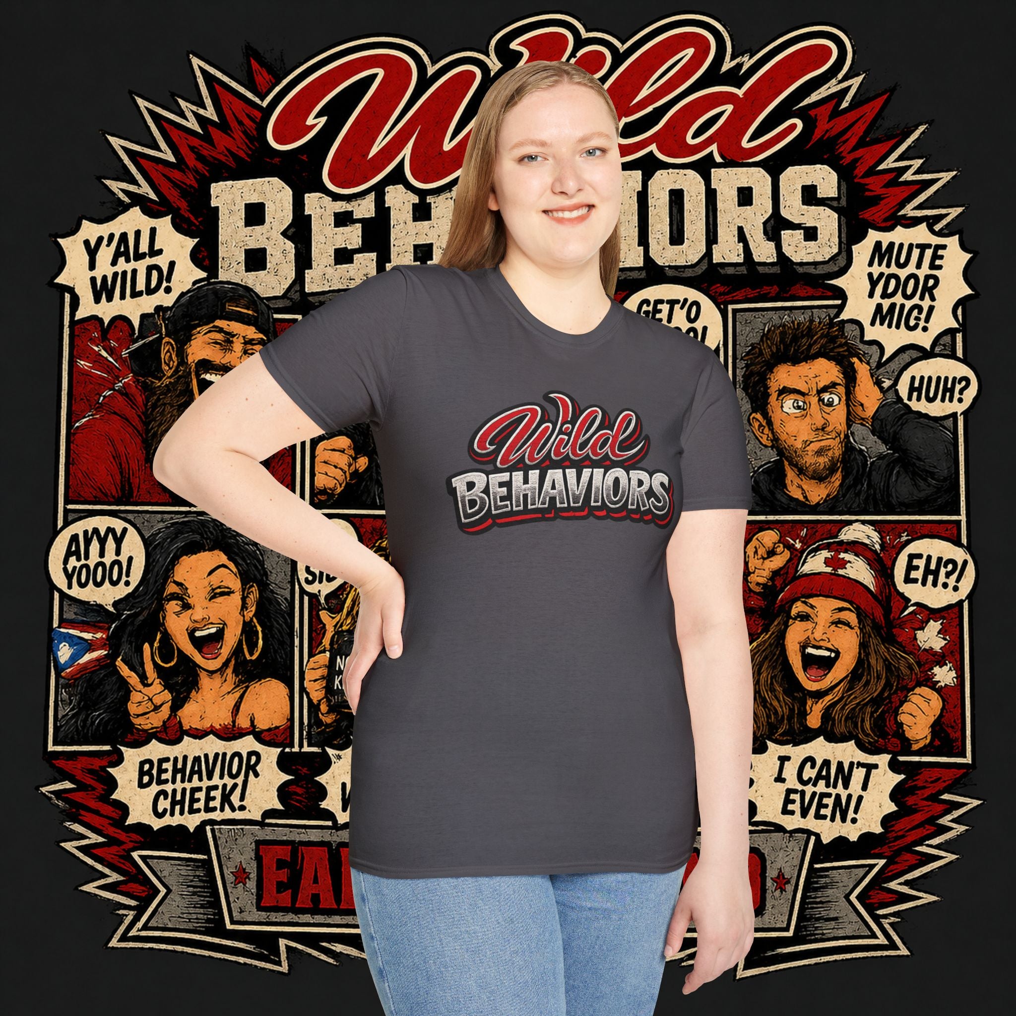 Earned Ground "Wild Behaviors" T-Shirt — Retro Red & White Graphic Tee