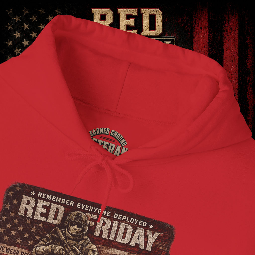 Red Friday Hoodie — " WE WEAR READ UNITL THE ALL COME HOME" Veterans American Flag Pullover
