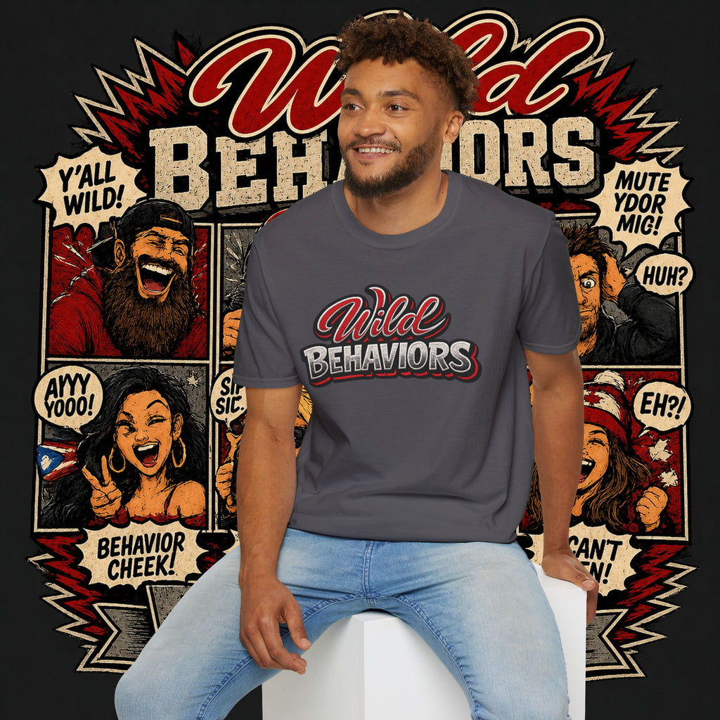 Earned Ground "Wild Behaviors" T-Shirt — Retro Red & White Graphic Tee