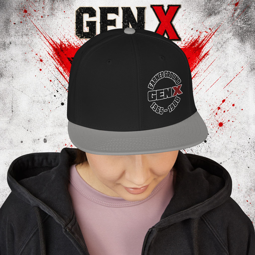 Gen X Embroidered Flat Bill Ball Cap — Gen X Proud 1965–1980