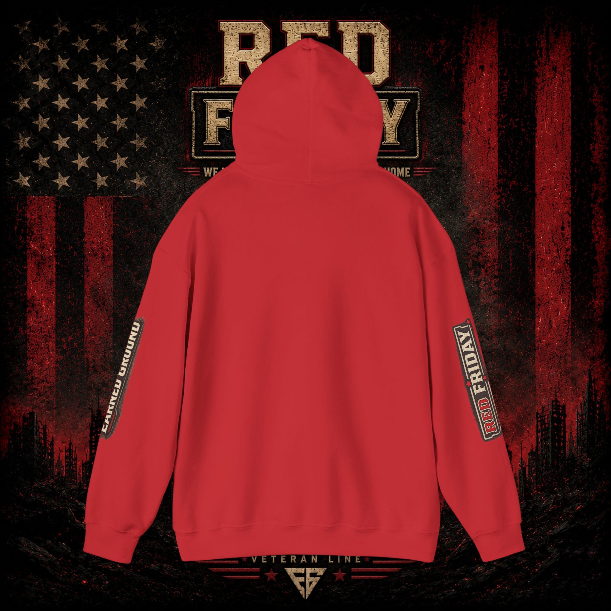 Red Friday Hoodie — " WE WEAR READ UNITL THE ALL COME HOME" Veterans American Flag Pullover
