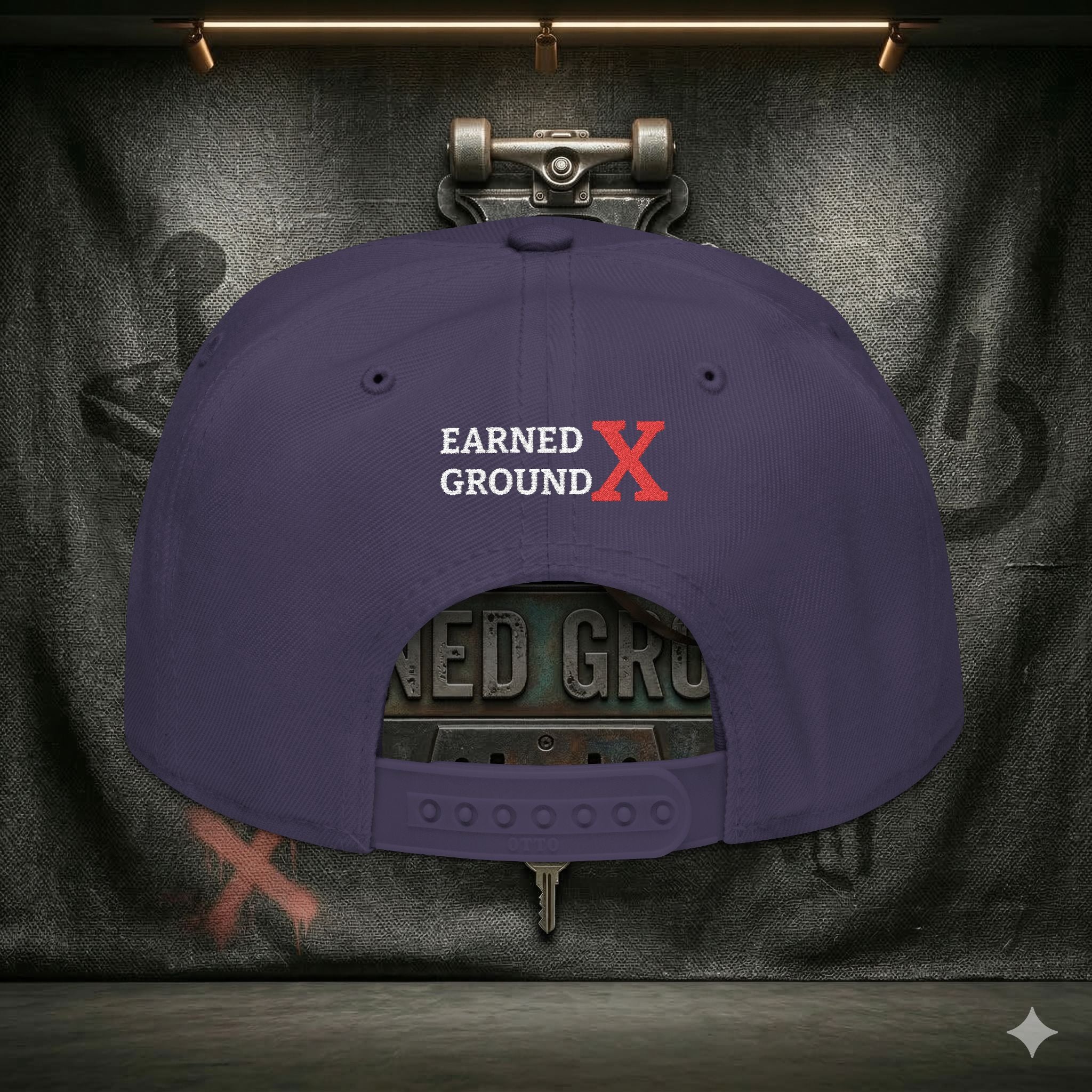 EARNED GROUND GEN 'X' EMBROIDED Snapback Hat — Vintage Red  GEN X Patch Logo Cap