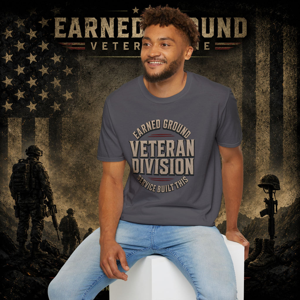 Earned Ground Veteran Division 'Service Built This'— Military Tribute Tee
