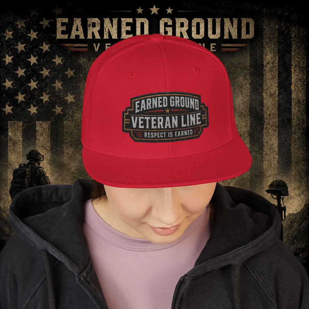 Earned Ground Veteran Line  Embroidered Snapback Hat