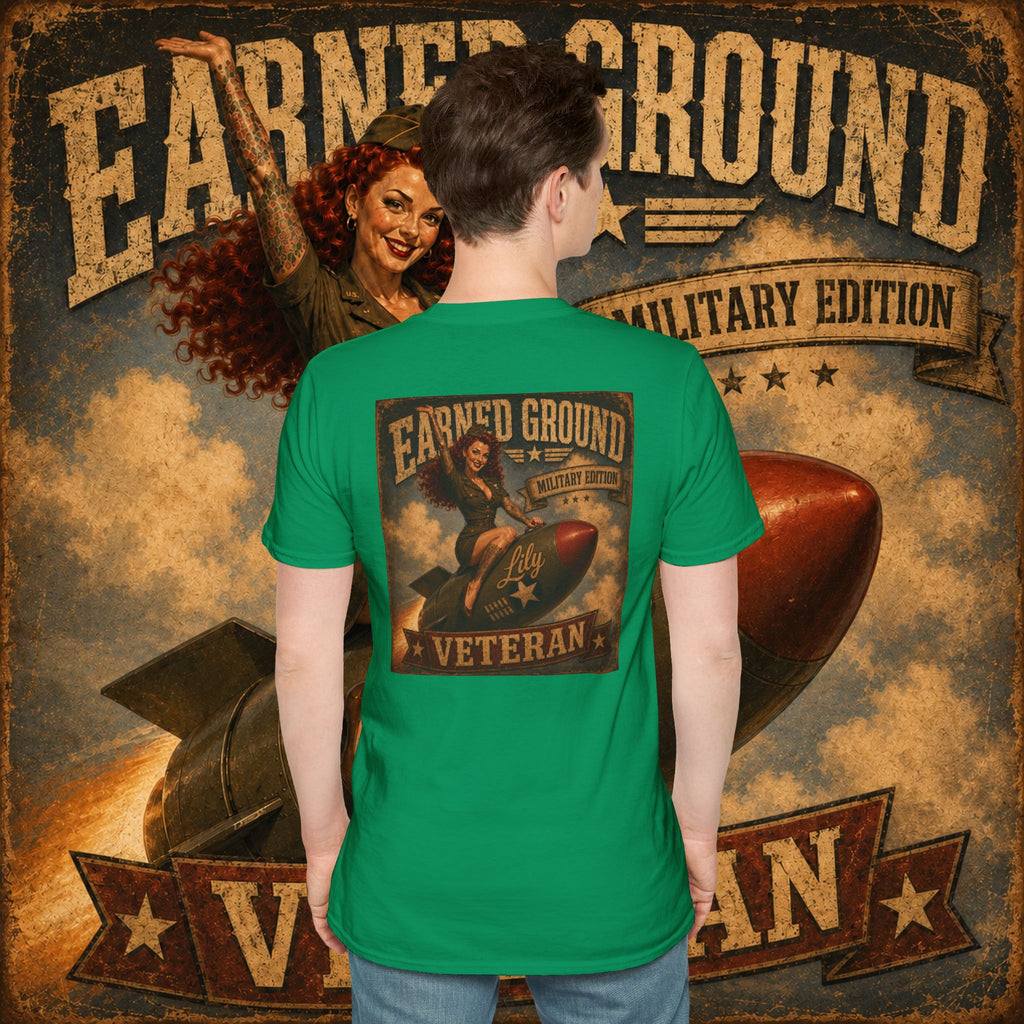 Earned Ground Veteran Division T‑Shirt —"LILY PINUP" VINTAGE SERVICE DIVISON