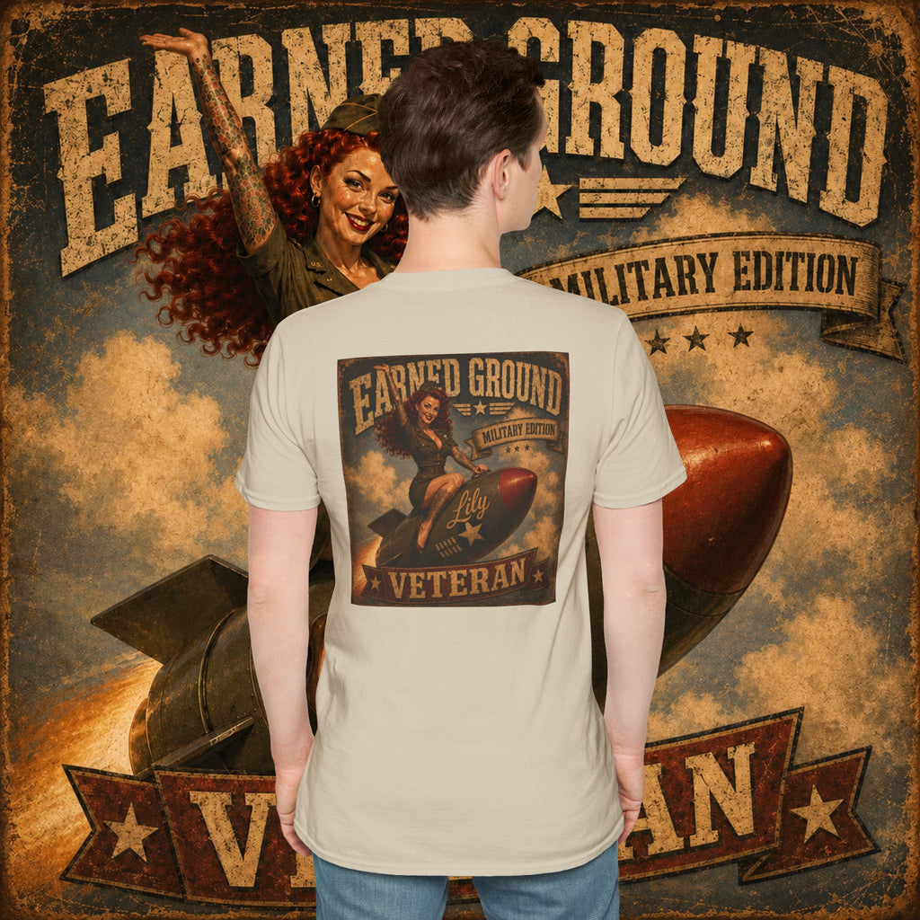 Earned Ground Veteran Division T‑Shirt —"LILY PINUP" VINTAGE SERVICE DIVISON
