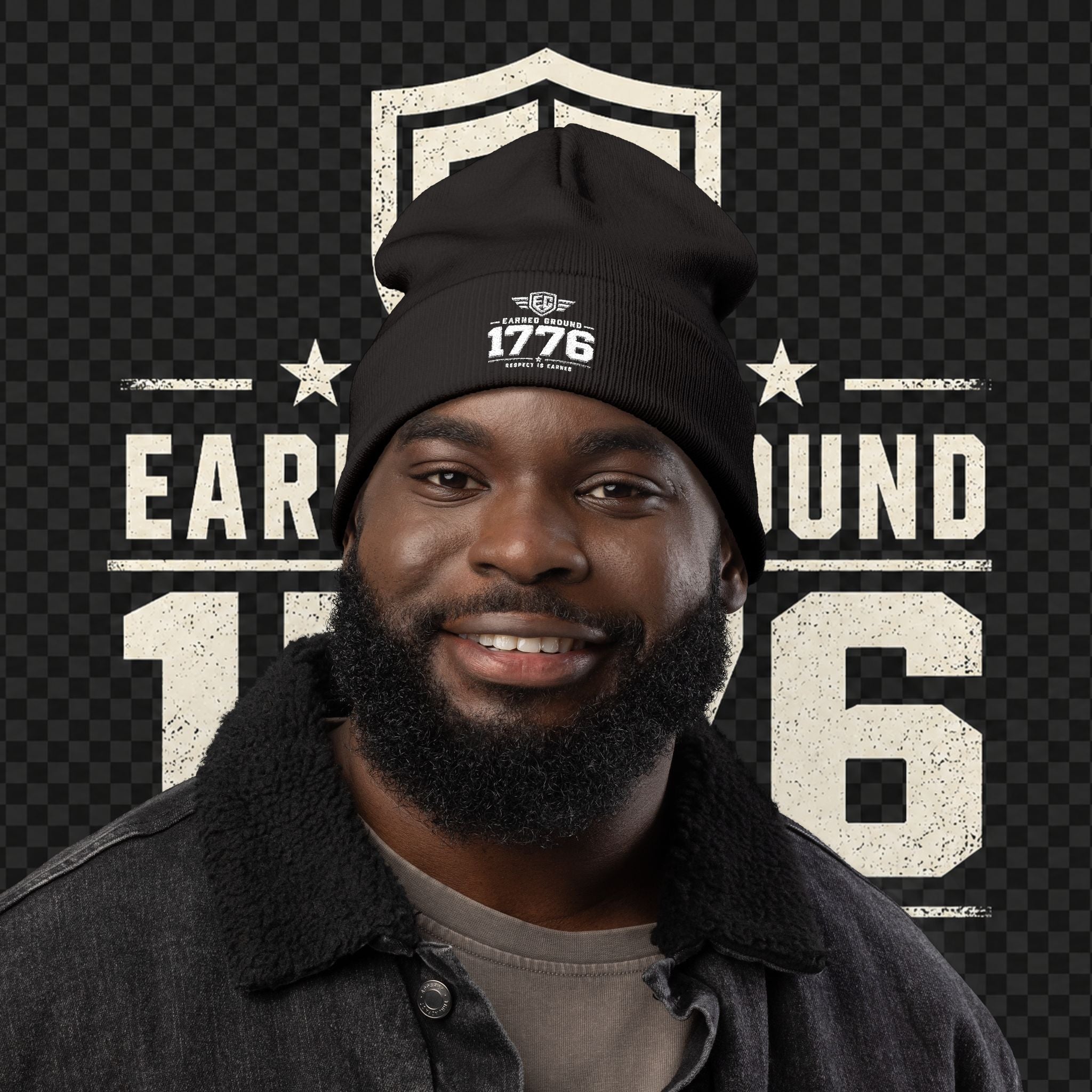 EARNED GROUND 1776 "Respect Is Earned" Embroidered Knit Beanie