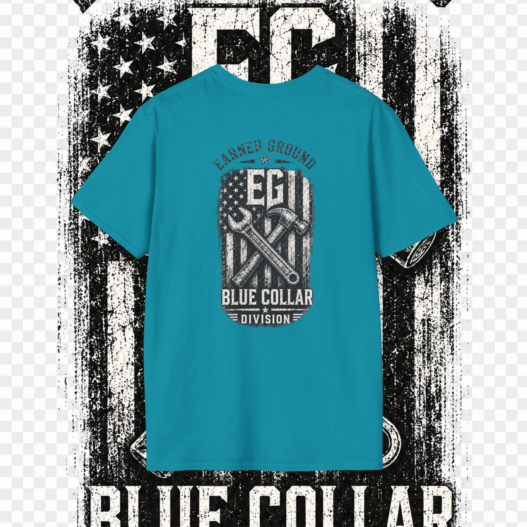 EARNED GROUND "BLUE COLLAR DIVISION" Coastal Calm Graphic T-Shirt