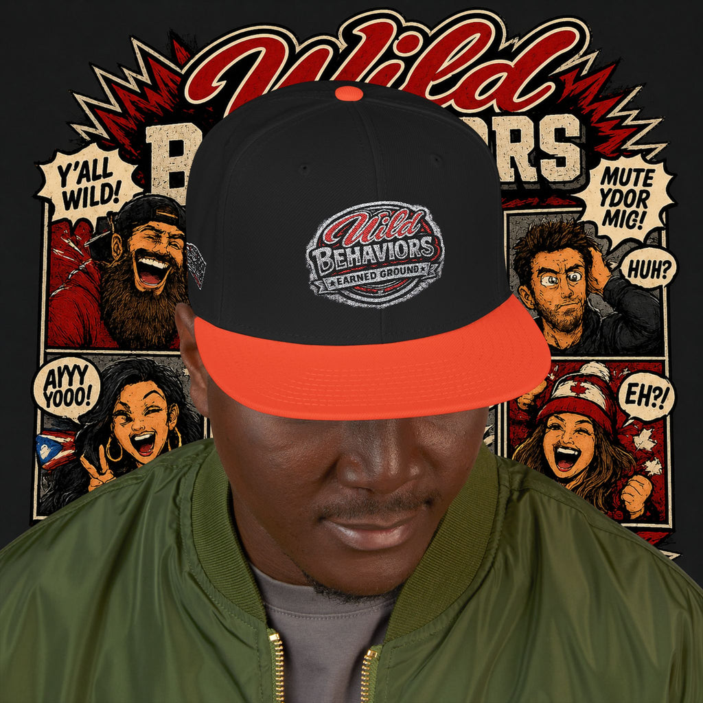 Earned Ground Cap Snapback Hat — 'Wild Behaviors' Embroidered Earned Ground Cap