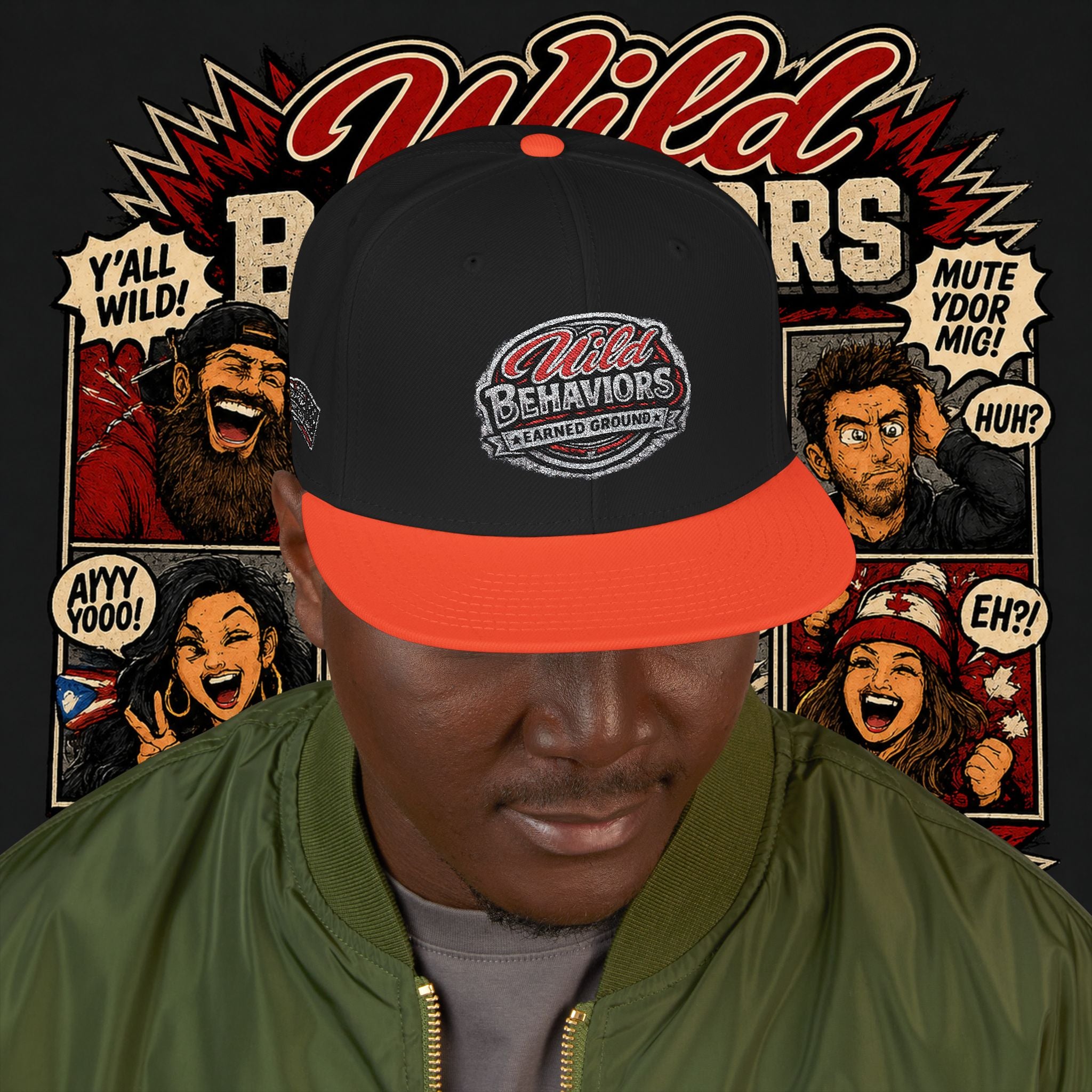 Earned Ground Cap Snapback Hat — 'Wild Behaviors' Embroidered Earned Ground Cap