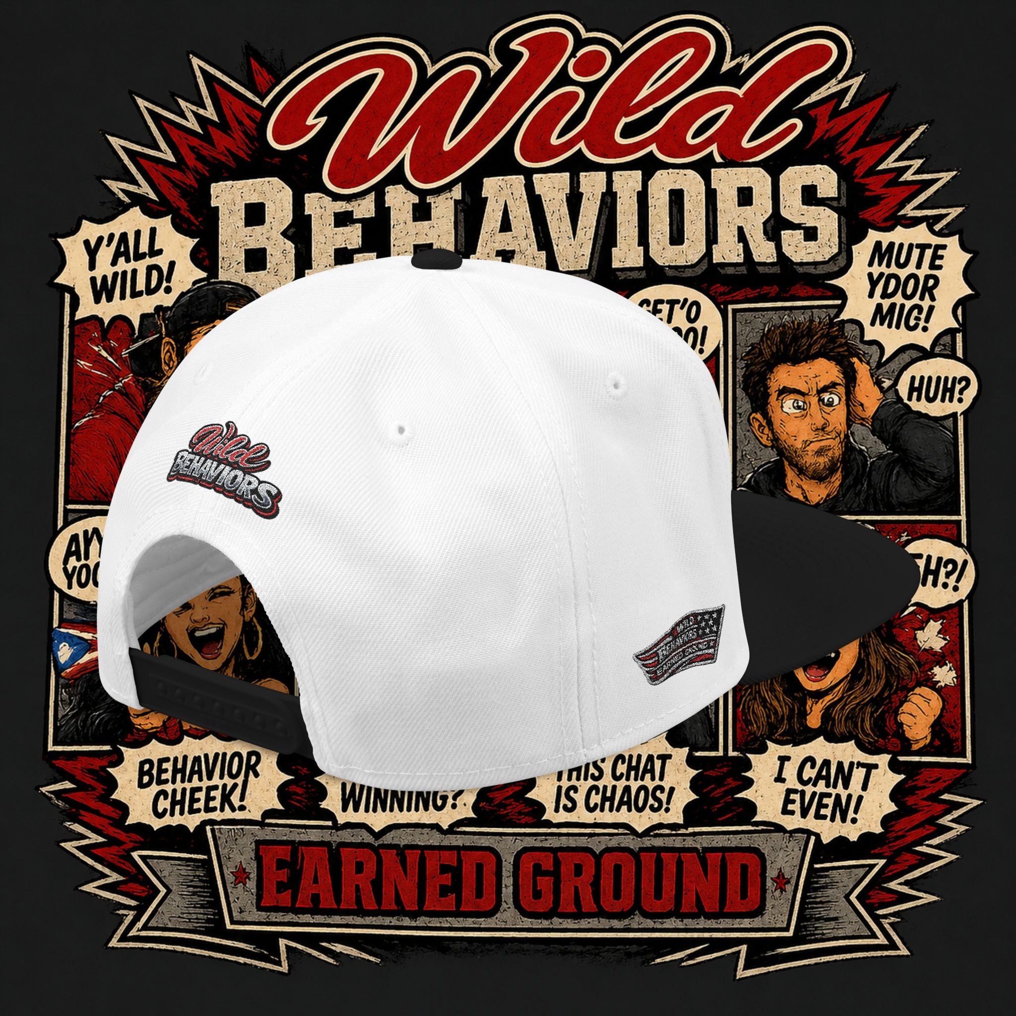Earned Ground Cap Snapback Hat — 'Wild Behaviors' Embroidered Earned Ground Cap