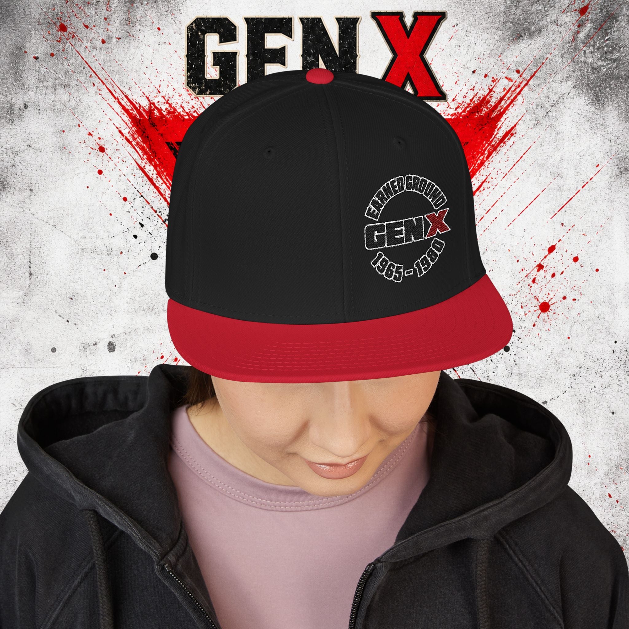 Gen X Embroidered Flat Bill Ball Cap — Gen X Proud 1965–1980