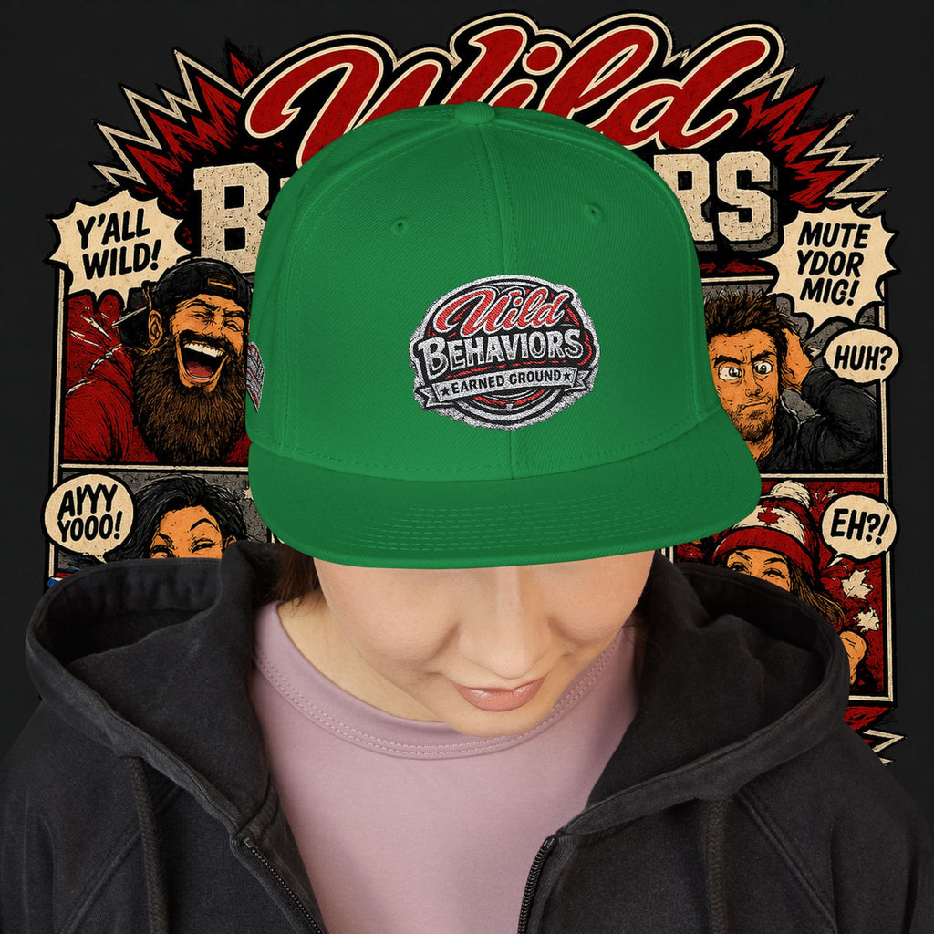 Earned Ground Cap Snapback Hat — 'Wild Behaviors' Embroidered Earned Ground Cap