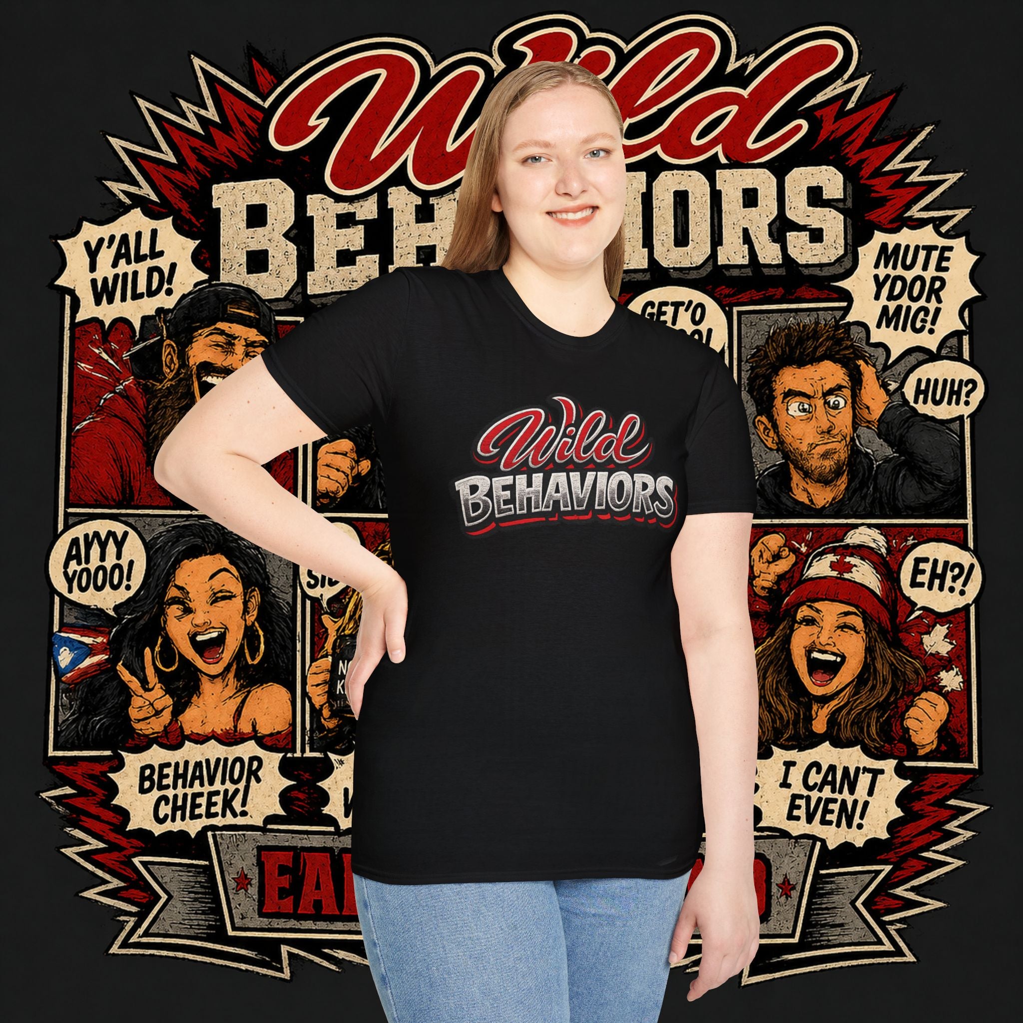 Earned Ground "Wild Behaviors" T-Shirt — Retro Red & White Graphic Tee