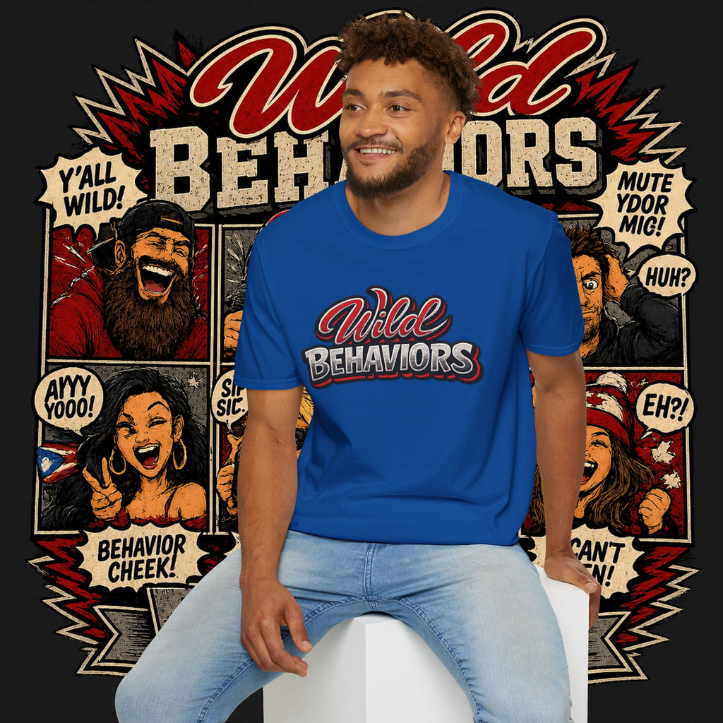 Earned Ground "Wild Behaviors" T-Shirt — Retro Red & White Graphic Tee