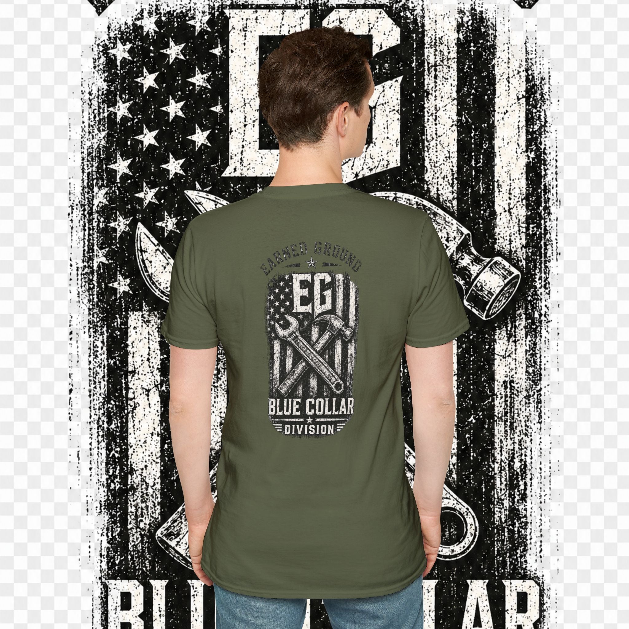 EARNED GROUND "BLUE COLLAR DIVISION" Coastal Calm Graphic T-Shirt