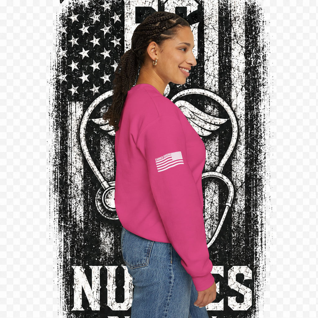 EARNED GROUND Nurses Division Crewneck Sweatshirt – Nurses Caduceus Badge Design