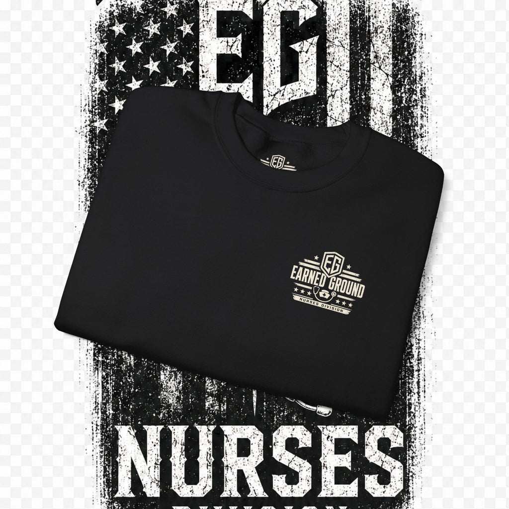 EARNED GROUND Nurses Division Crewneck Sweatshirt – Nurses Caduceus Badge Design
