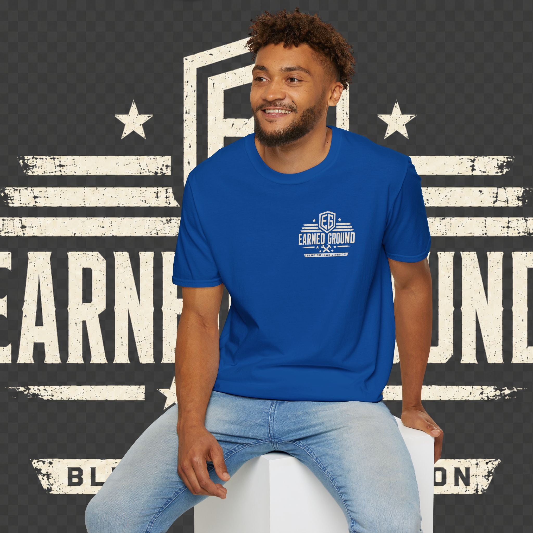 EARNED GROUND "BLUE COLLAR DIVISION" Coastal Calm Graphic T-Shirt