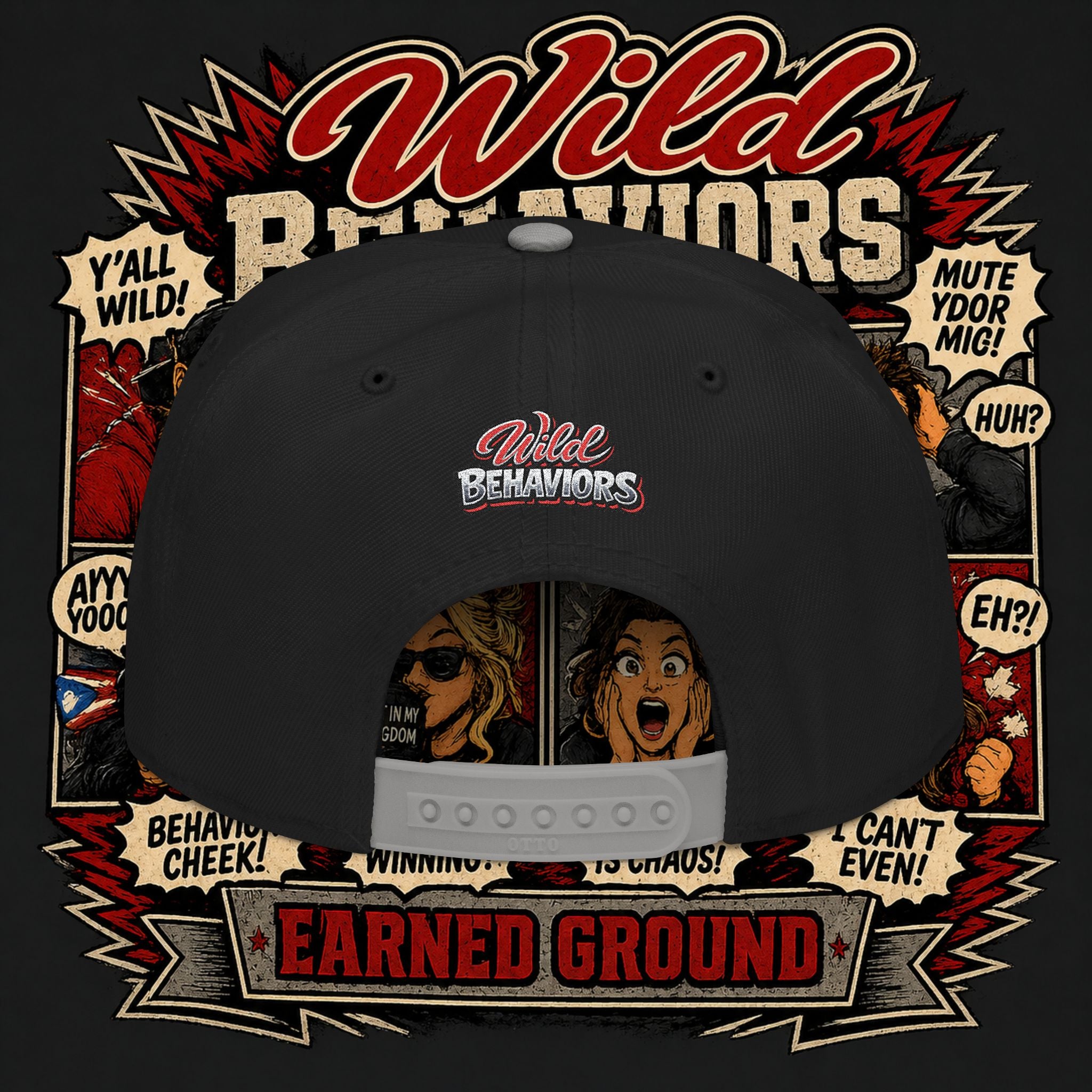 Earned Ground Cap Snapback Hat — 'Wild Behaviors' Embroidered Earned Ground Cap