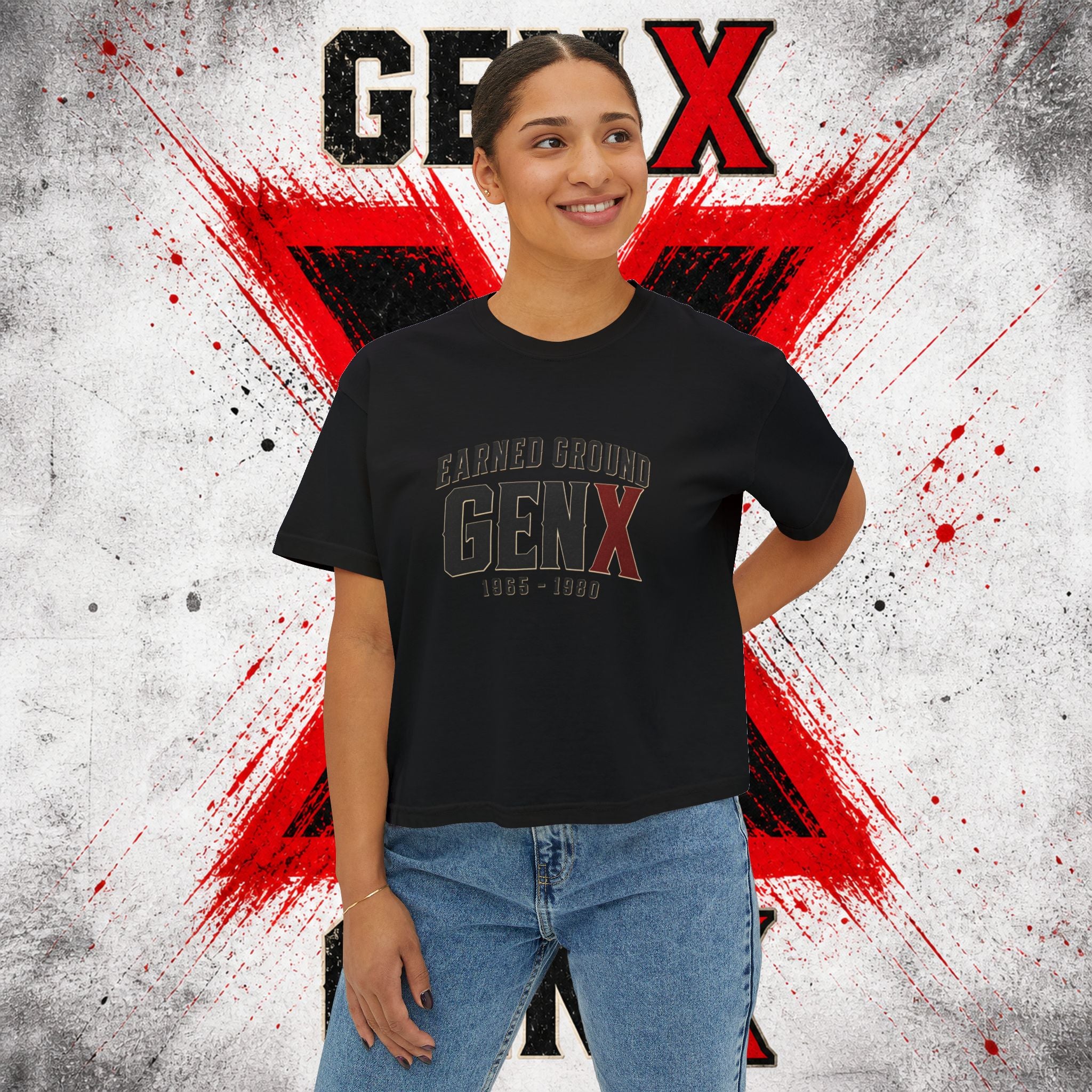 Gen X Women's Boxy Tee — "Earned Ground" 1965–1980 Retro