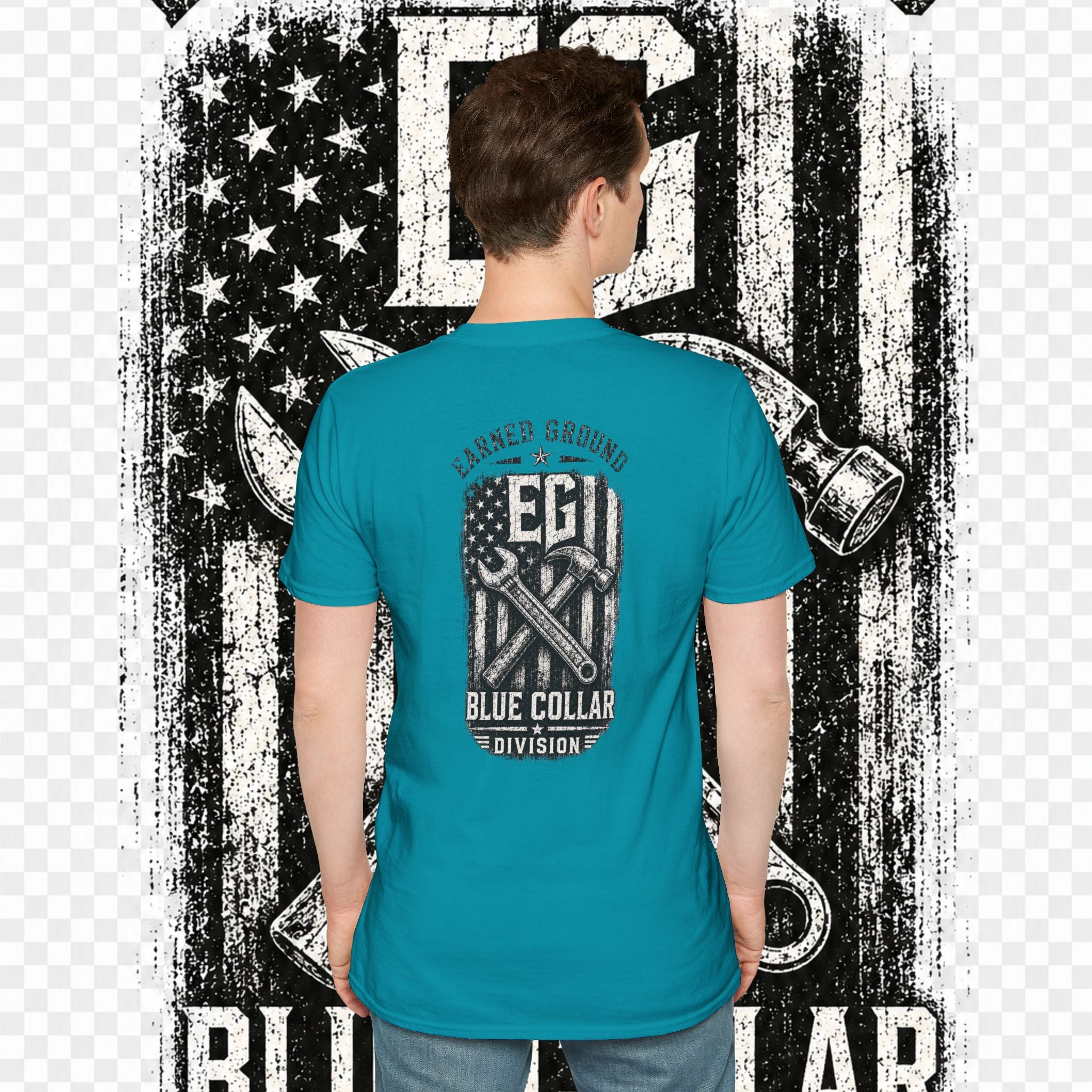 EARNED GROUND "BLUE COLLAR DIVISION" Coastal Calm Graphic T-Shirt