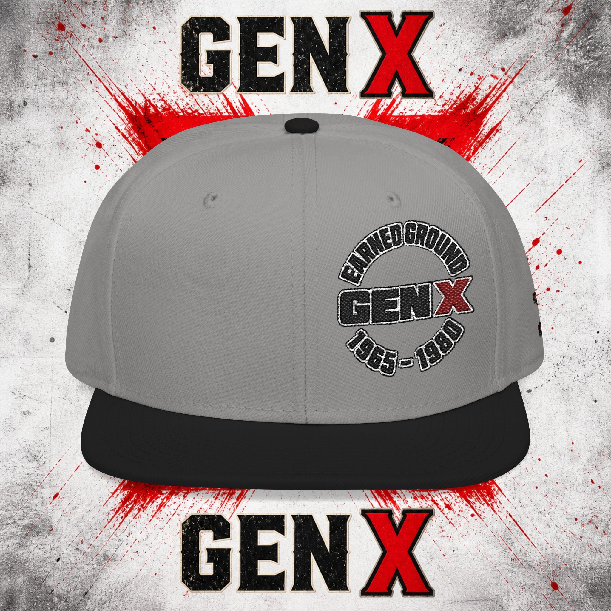 Gen X Embroidered Flat Bill Ball Cap — Gen X Proud 1965–1980