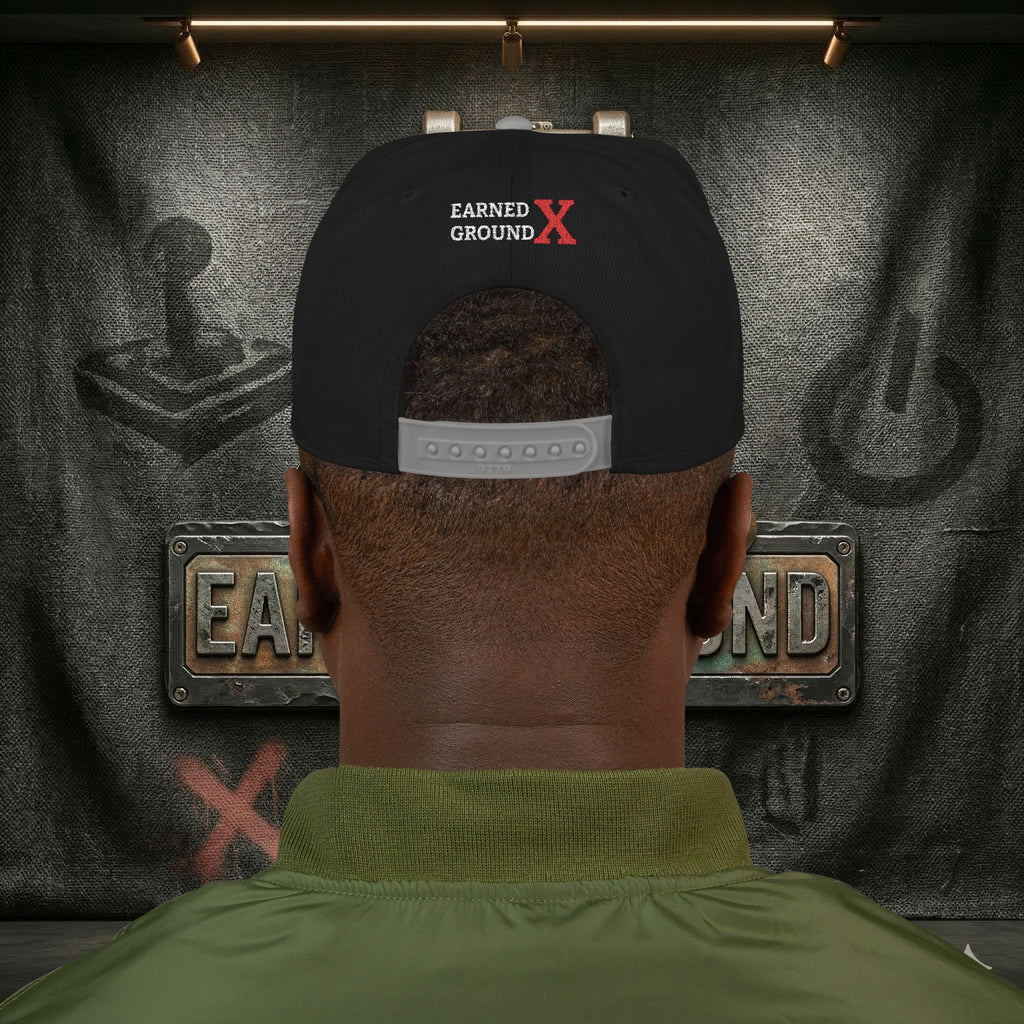 EARNED GROUND GEN 'X' EMBROIDED Snapback Hat — Vintage Red  GEN X Patch Logo Cap