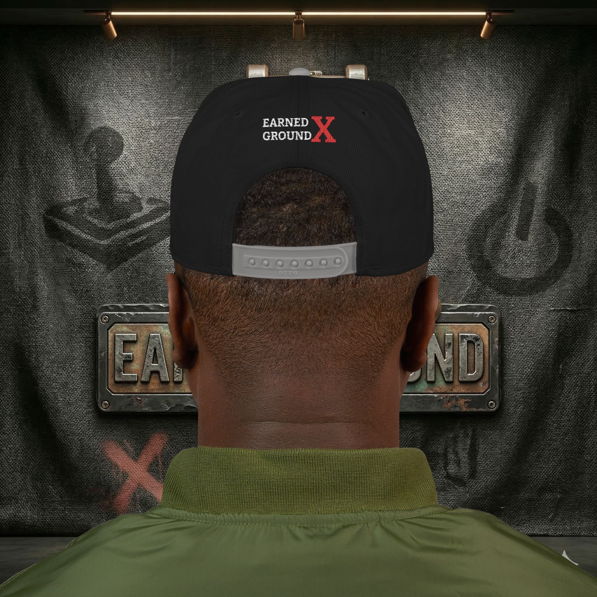EARNED GROUND GEN 'X' EMBROIDED Snapback Hat — Vintage Red  GEN X Patch Logo Cap