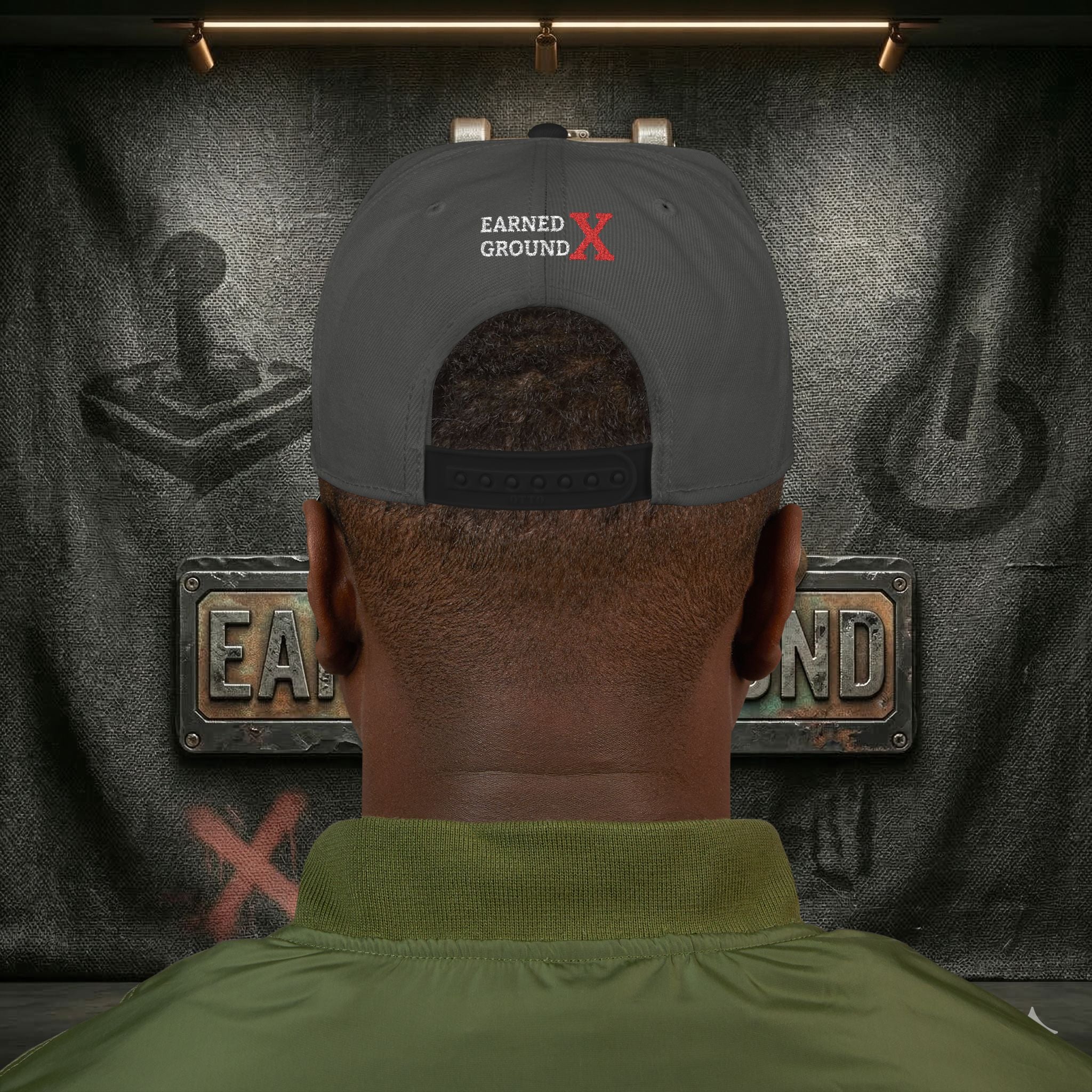 EARNED GROUND GEN 'X' EMBROIDED Snapback Hat — Vintage Red  GEN X Patch Logo Cap