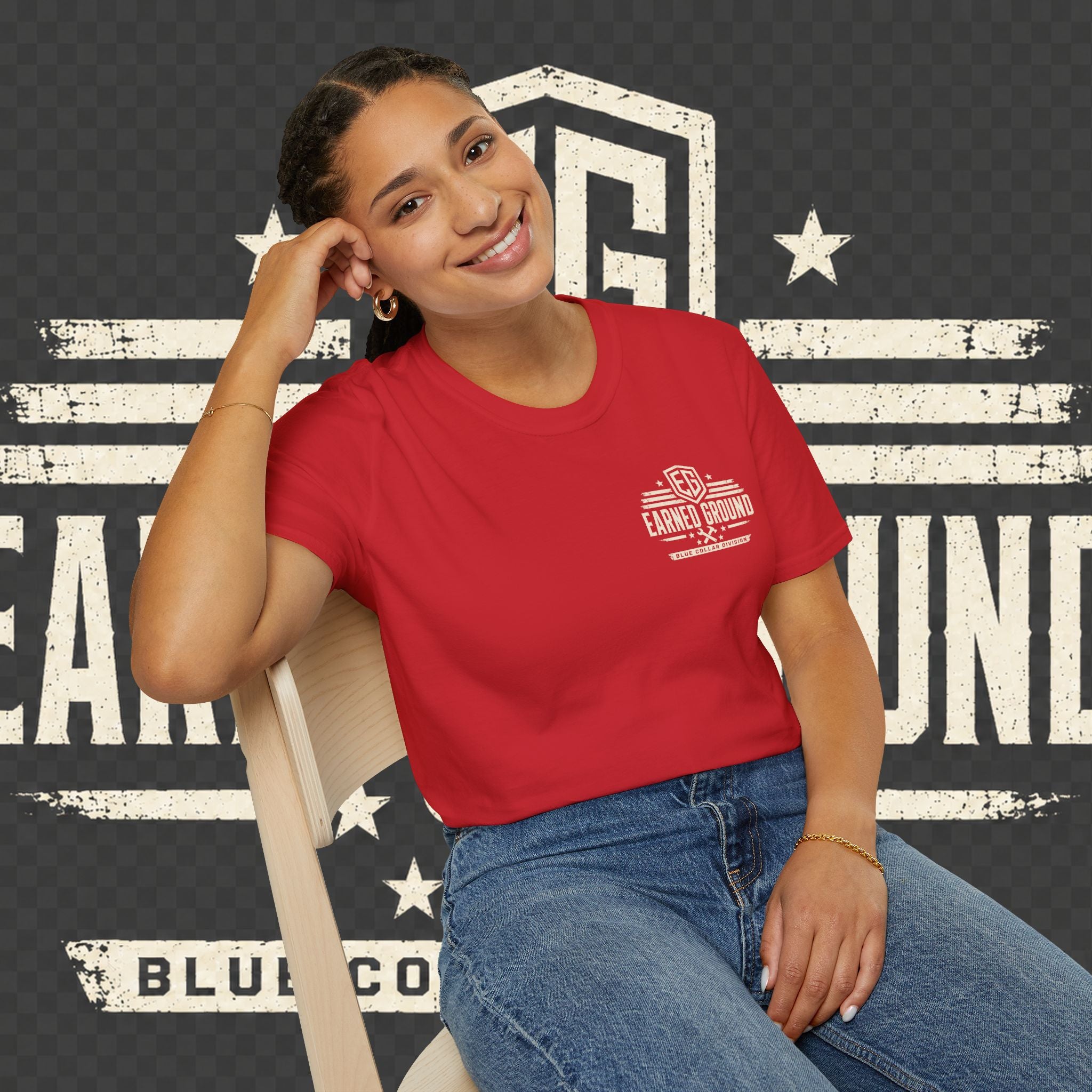 EARNED GROUND "BLUE COLLAR DIVISION" Coastal Calm Graphic T-Shirt