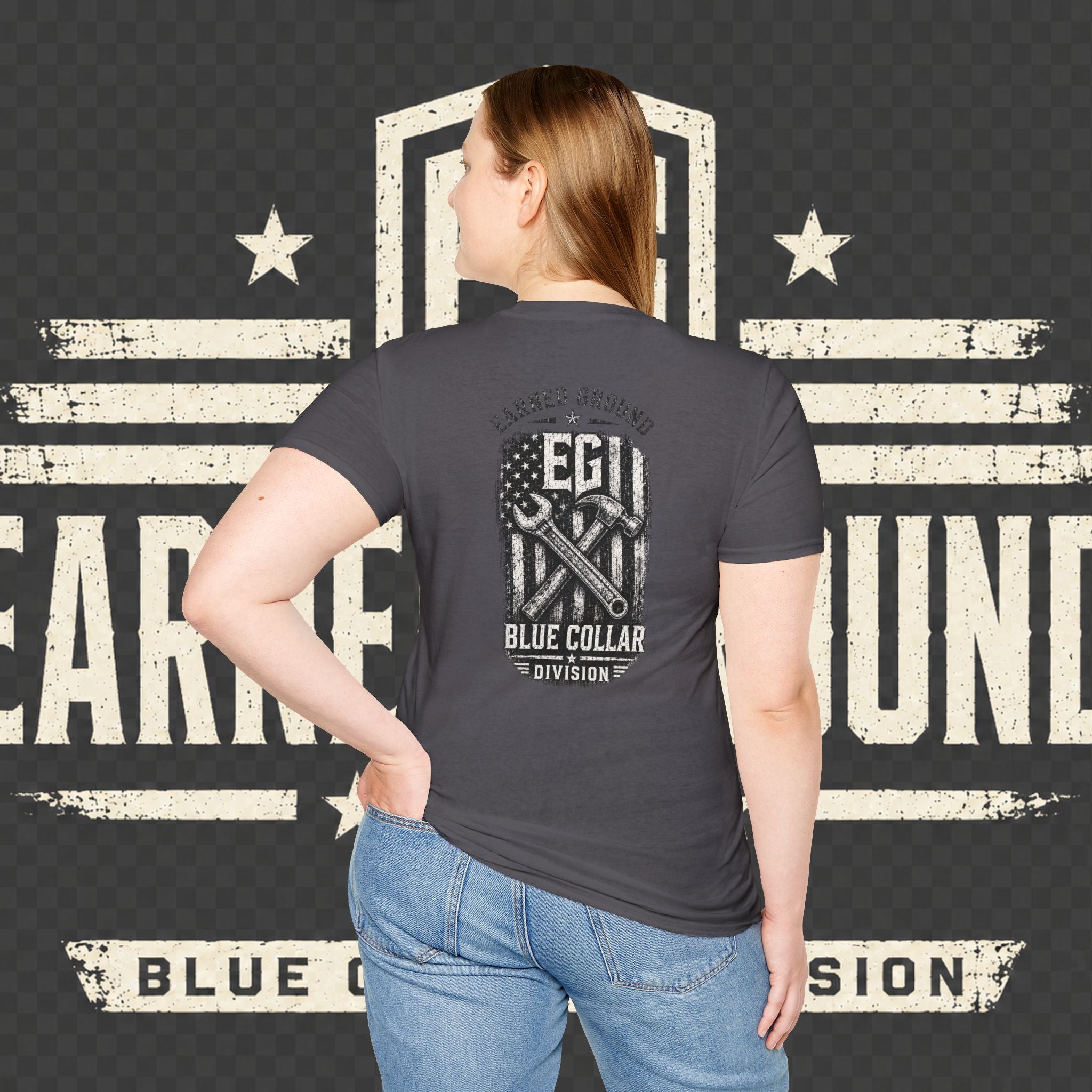 EARNED GROUND "BLUE COLLAR DIVISION" Coastal Calm Graphic T-Shirt