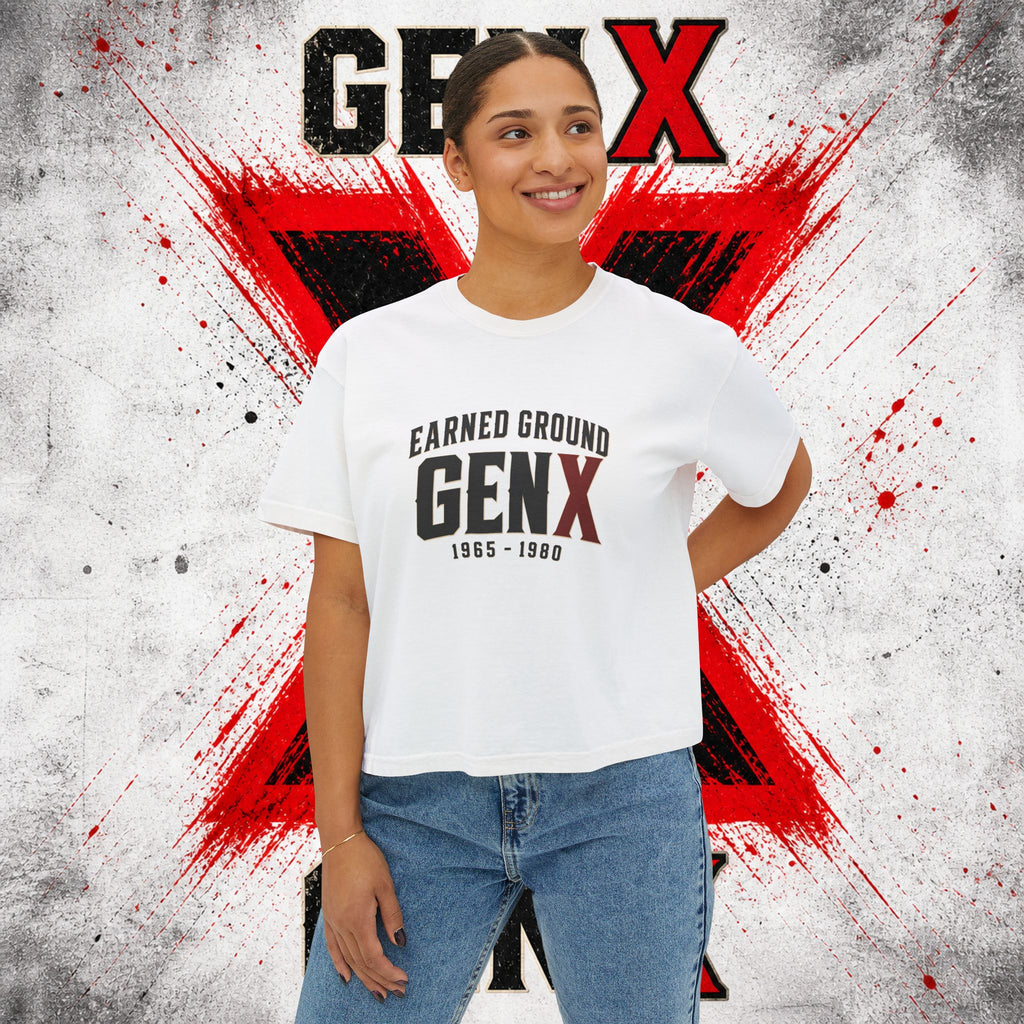 Gen X Women's Boxy Tee — "Earned Ground" 1965–1980 Retro